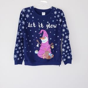 Olaf Let It Glow Light Up Christmas Sweatshirt Pullover Size Medium Frozen